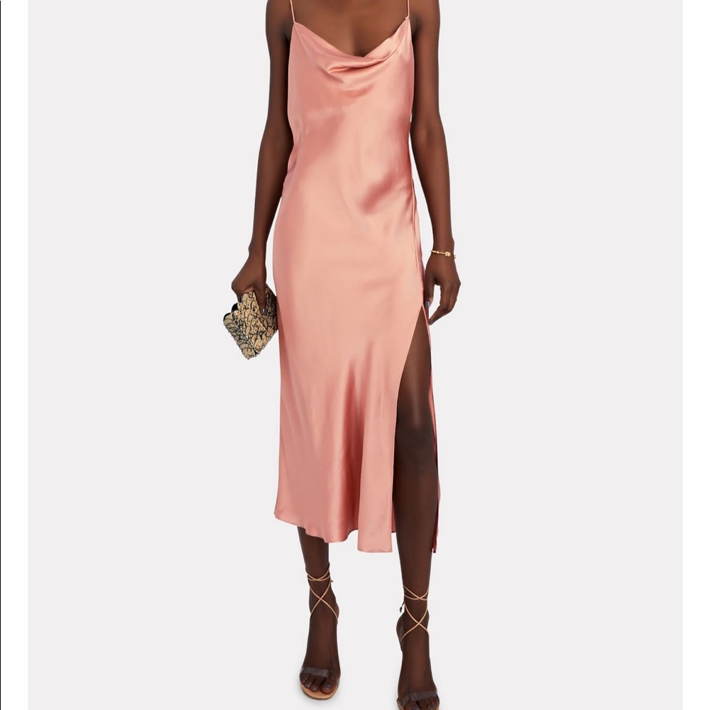 Intermix Rachael Silk Cowl Neck Midi Dress
